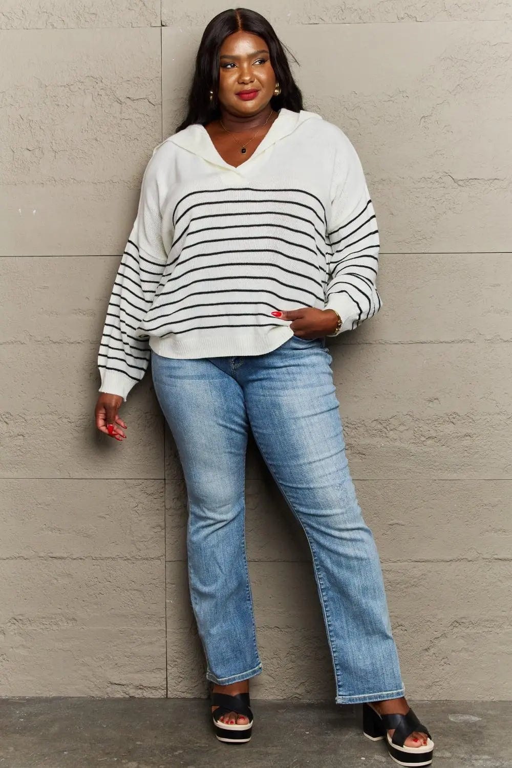 Sew In Love Make Me Smile Striped Oversized Knit Top - Sweet Wildflower Boutique