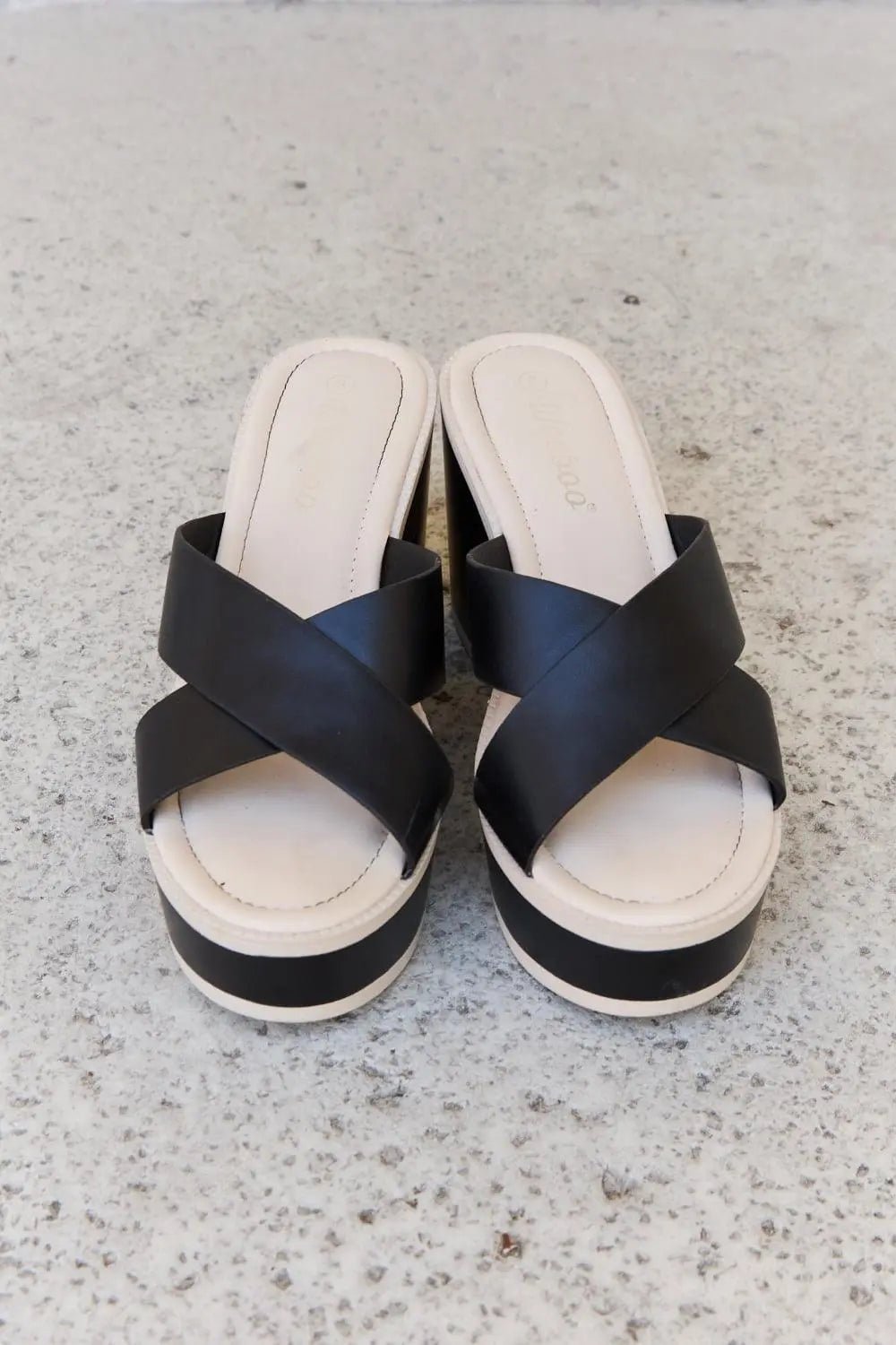 Weeboo Cherish The Moments Contrast Platform Sandals in Black - Sweet Wildflower Boutique