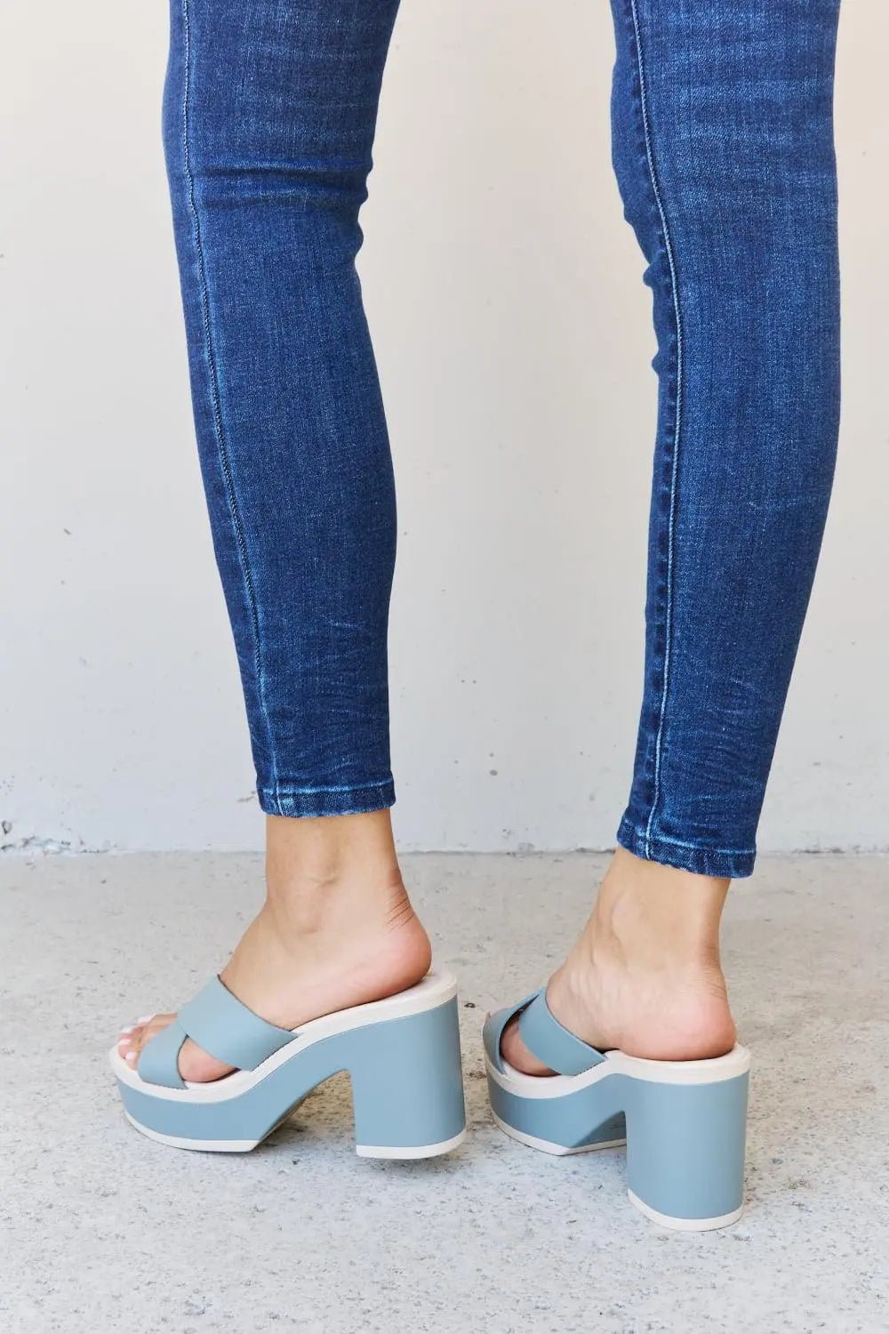 Weeboo Cherish The Moments Contrast Platform Sandals in Misty Blue - Sweet Wildflower Boutique