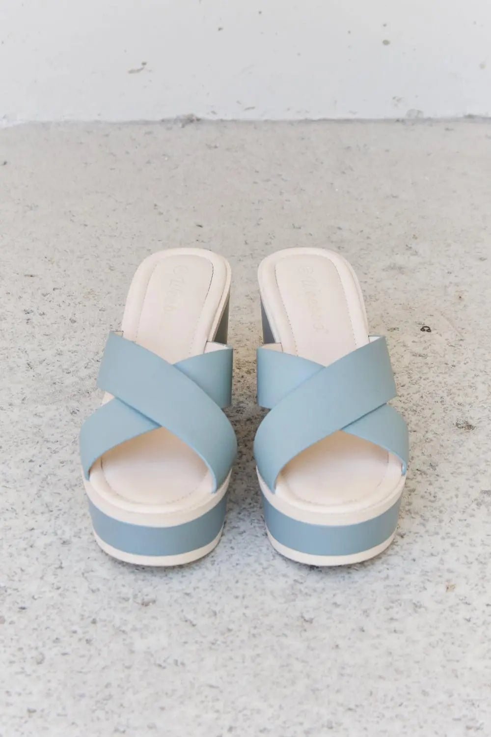 Weeboo Cherish The Moments Contrast Platform Sandals in Misty Blue - Sweet Wildflower Boutique