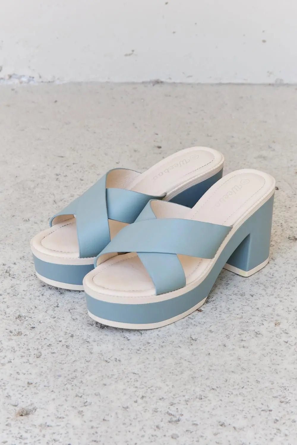 Weeboo Cherish The Moments Contrast Platform Sandals in Misty Blue - Sweet Wildflower Boutique