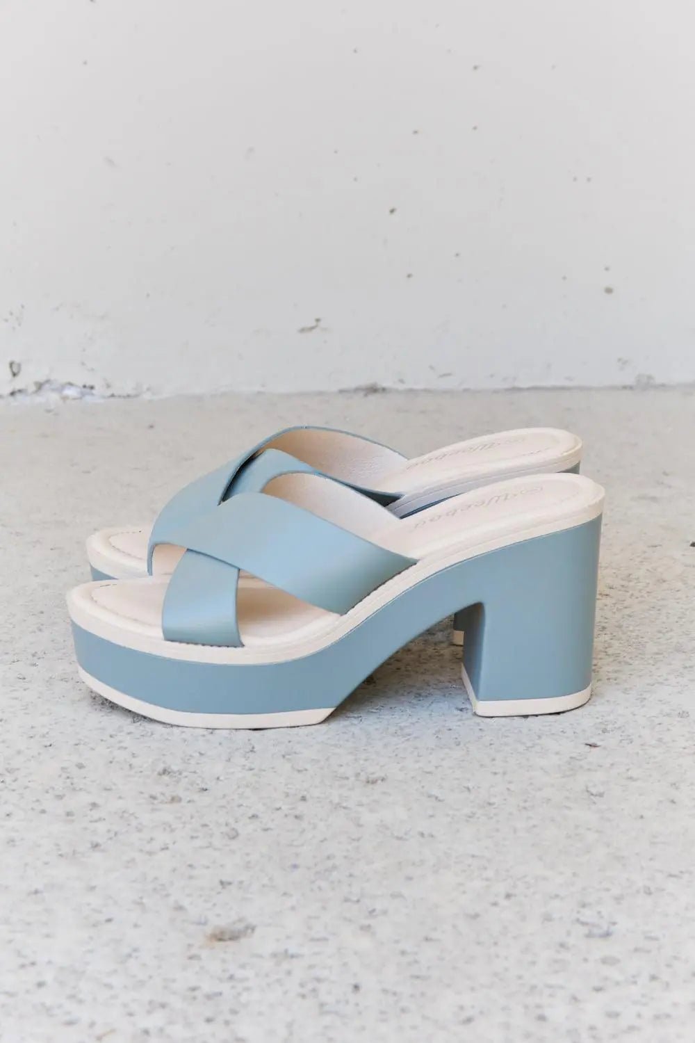 Weeboo Cherish The Moments Contrast Platform Sandals in Misty Blue - Sweet Wildflower Boutique